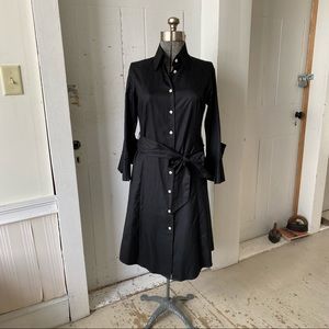Alicia Bell Black Fitted Shirt Dress Pleated Cuffs